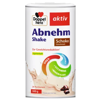 Abbildung der Produktverpackung Doppelherz aktiv Abnehm Shake Schoko Frontansicht
